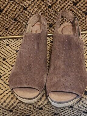 Aetrex Espadrille Wedge Sandals / 36 - 6 / Brown Suede Leather Upper / GUC